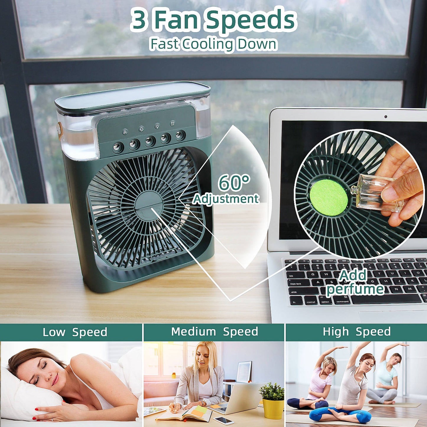 4 in 1 mist portable fan