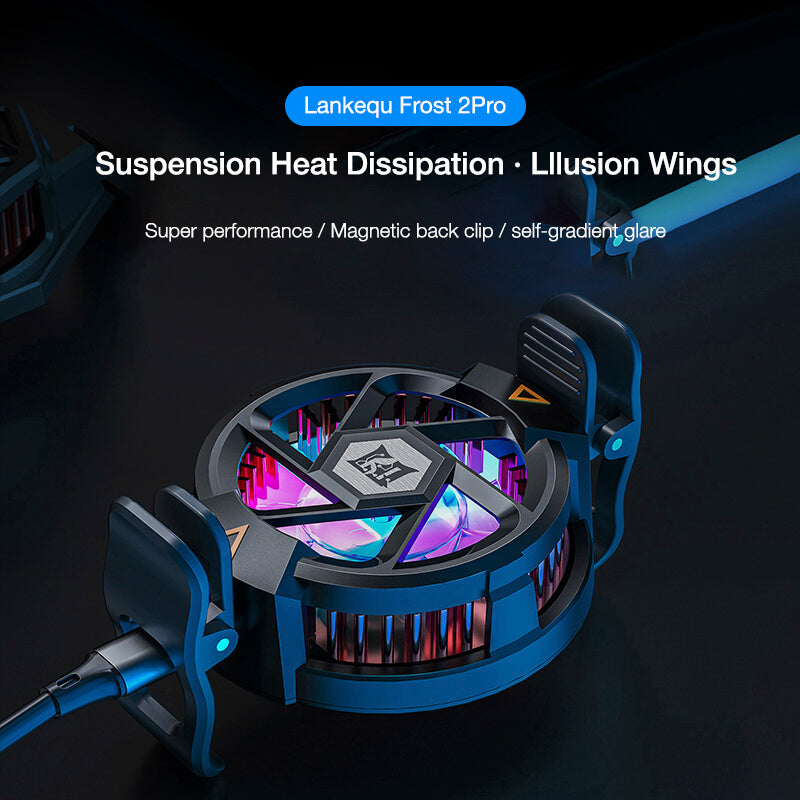 Phone Cooler with Rechargeable Battery, Phone Cooling Fan for Gaming Fit All Types of iPhone Android Smartphones, Mobile Phone Radiator with LED Temperature Display/Universal Clamp/RGB LEDS